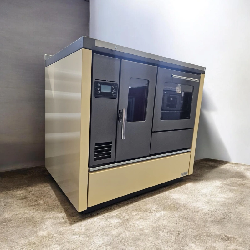 RUMELIA krémová sporák na pelety 9KW- teplovzdušné vykurovanie+rozvod