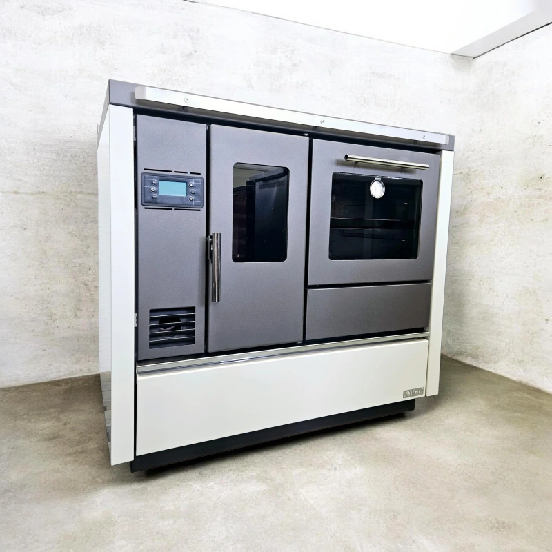 RUMELIA biela sporák na pelety 9KW- teplovzdušné vykurovanie+rozvod