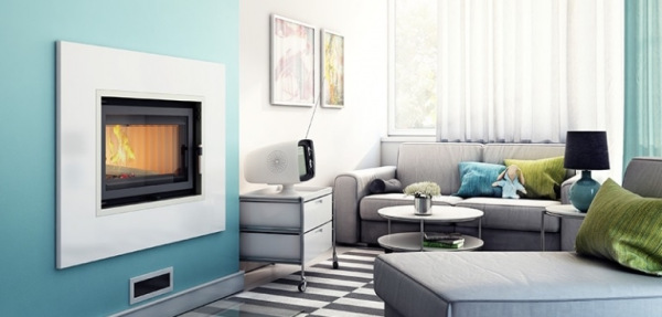 Teplovodná krbová vložka AQUARIO M12 s dvojitým sklom GLASS a dochladzovacou špirálou 3